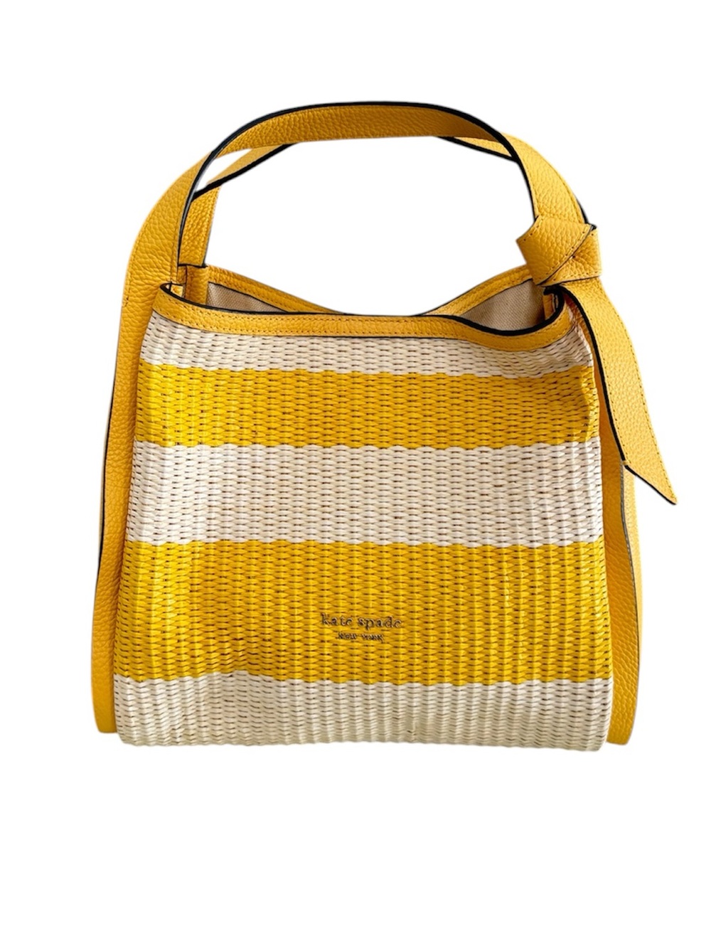 Kate Spade Morning Light Knott Striped Straw Tote Handbag (w/o Crossbody Strap)